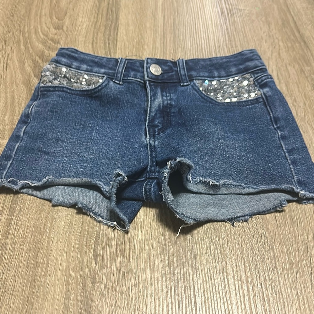 Sequin pocket girls denim shorts